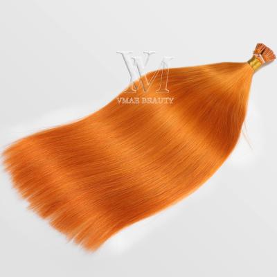 China Orange Straight Pre Bonded I Tip Human Hair Extensions VMAE Single Drawn Russian Virgin Remy Hair 50g 1g/s Orange Straight Pre Bonded I Tip Hair Extensions for sale