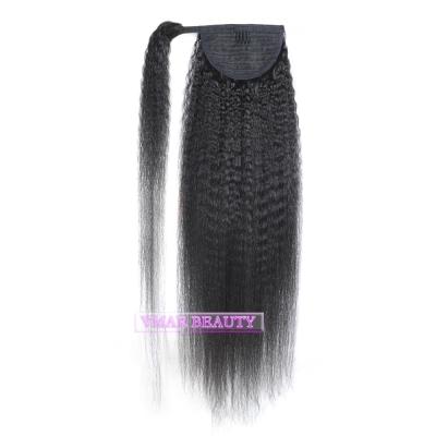 China VMAE Burmese Ponytail Cuticle Aligned 120g Virgin Raw Curly Straight Wrap Around Hair Ponytail for sale