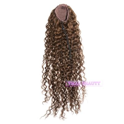 China Hair Extensions For Women Hot Selling Water Wave Ponytail Hair Extension VMAE 11A Low MOQ #4 Dark Brown 120g For Women for sale