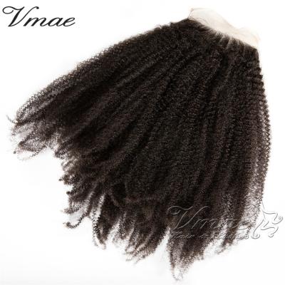 China Lace Closure VMAE China Factory Natural Afro Cambodian Burmese Color 4A 4B 4C Kinky Curly PU 5*5 Lace Closure for sale