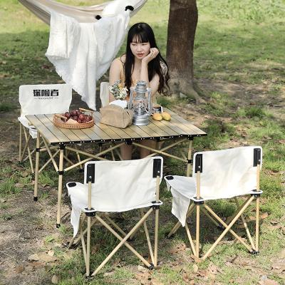 China Easy-carry Portable Outdoor Aluminum Folding Table and Chair White Folding Set 5in1 with 4 chairs and 1 table for sale