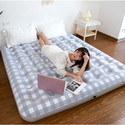 China Foldable Inflatable Fabric Air Cushion Bed Eco Air Mattress Skin-friendly Flocking Bed for sale