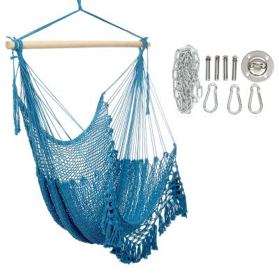 China Wooden Mesh Lace Cotton String Tassel Modern Hammock Chair Swing Tassel Stick Handmade - Woven Chair Hammock for sale