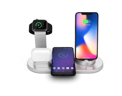 China Mobile radio+watch+phone+earphone charging 4 in 1 charging dock station 10W wireless charger stand for apple watch airpods pro for sale