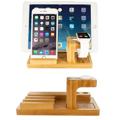 China Eco-friendly bamboo wooden docking station/charger cradle for phone/keys/wallet for sale