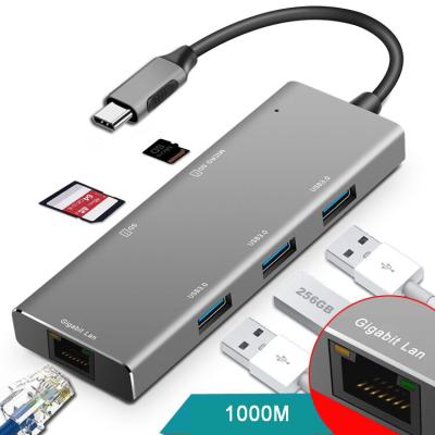 China Port Type C Hub Ethernet Mobile Devices .desk Computer USB Hubs 6 Splitter Usb Docking Station for sale