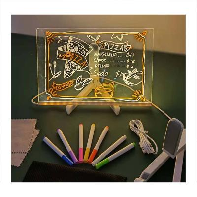 China Home Erasable creative note board light lamp Diy retail store office message table acrylic table lamp for sale