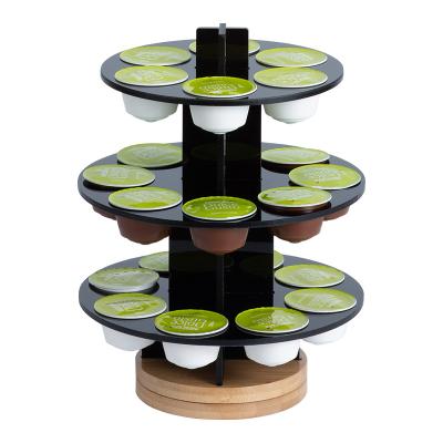 China Dolcegusto capsules storage coffee pods stand bamboo viable coffee stand Acrylic dolcegusto capsules holder for sale