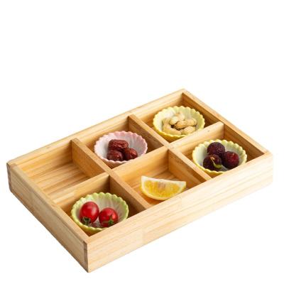 China Customized Special Storage Small Compartments Food Trays Bamboo Wooden Tray for sale