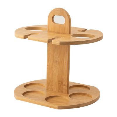 China Sustainable Portable Wine Holder Rack Countertops Bamboo Wine Glass Storage Rack Display for sale