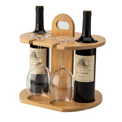 China Sustainable Wooden Wine Storage Set Stands Easy Assembly Portable Bamboo Wine Rack Wine Rack for sale