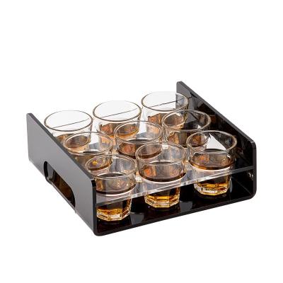 China Customized Viable Grade 6 9 12 Holdes Round Portable Acrylic Shot Glass Bar KTV Tray Drink Holder Acrylic Wine Rack for sale