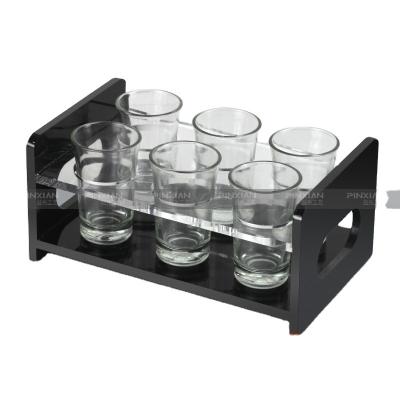 China Viable Acrylic Shot Glass Racks Clear Round Wine Antiquecup Shot Glass and Adjustable Bottle Holders for sale