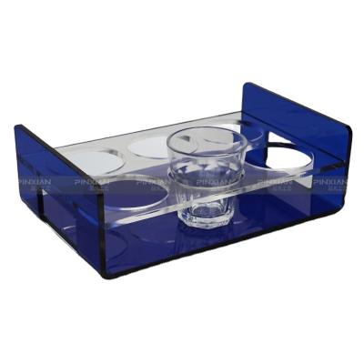 China 6 Stocked Acrylic Cup Serving Tray Octagon KTV Glass Bottle Tea Cup Holder PMMA Stand Large Acrylic Shot Glass Holder for sale