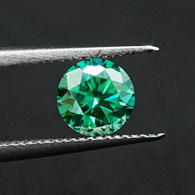 China Good quality price good quality diamond color moissanite game or fire moissanite loose round SICGEM/cut green color moissanite green for sale