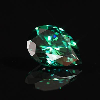 China Fire SICGEM Factory Price Loose Gemstones Pear Shape Green Color Brilliant Cut Color Set Or Synthetic Moissanite For Jewelry Rings 5x8mm 1ct for sale