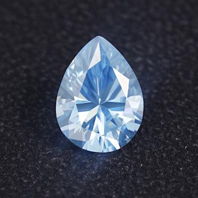 China SICGEM Color Play or Fire Pear Cut Dark Blue Moissanite Jewelry Making 5*8 mm Synthetic Loose Gemstone Color Moissanite for sale