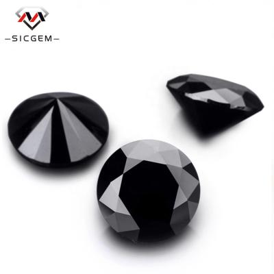 China SICGEM Fire Brand Vvs Colored Color Play or Best Clarity Moissanite 1 Carat Round Cut Shape Big Black Moissanite Diamond for sale