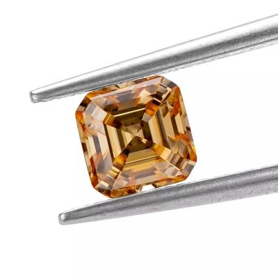 China Color Play Or Firelight Asscher Champagne Hot Cut Crushed Ice Moissanite Hybrid Fashion Jewelry Making FineJewelry Luxury Moissanite Loose for sale