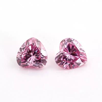 China High quality factory price custom made pink rose moissanite shape color game or fire SICGEM loose heart lab created moissanite for sale