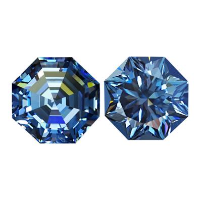 China Color Game or Fire SICGEM Customized Cut Sapphire Cyan Blue Octagon Diamond Loose VVS Moissanite for sale