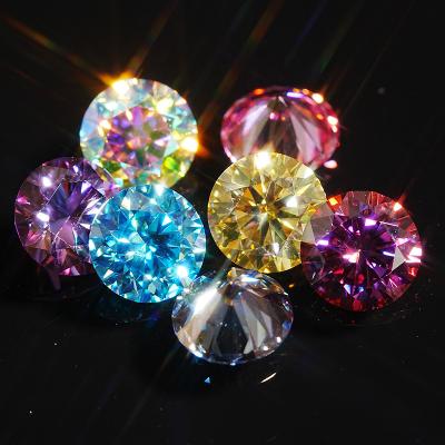 China Blue Green Diamond VVS1 Round Loose Color Play or Moissanite Cut 6.5mm Moissanite 1carat Purple Yellow Pink White Fire Colored SICGEM for sale