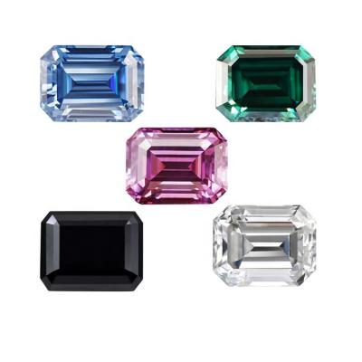 China SICGEM Emerald Cut Moissanite Black Green Blue White Color VVS Color Set or Fire Pink D Moissanite Synthetic Stones for sale