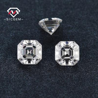 China Game or Fire SICGEM 6 Mm 1 Color 11 Carat Asscher Cut Super White Color E-F Diamond Jewelry Making D Moissanite for sale