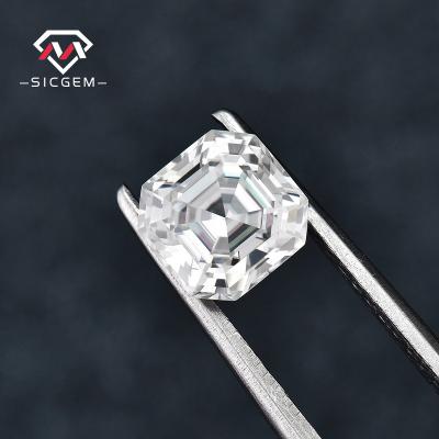 China Custom Color Game or Fire SICGEM Vvs 6mm Loose 1Ct Asscher Moissanite D White Color for sale