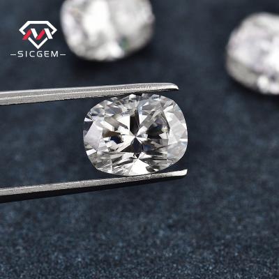 China SICGEM Fire Color Play or Custom Make High Quality Loose Gemstones 5.5*6.0 mm Cushion Antique Cut White Moissanite 1-3 Carat for sale