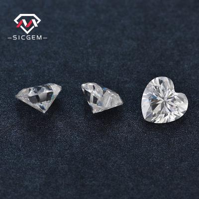 China Color Play or Loose Gemstones I J G H Sizes 1CT-4CT Colorless High Clarity Shape SICGEM Fire Heart Moissanite VVS for sale