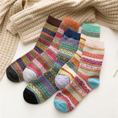 China Fashion Breathable Wool Socks Winter Stockings Christmas Leg Socks Woman Mid Band Socks for sale