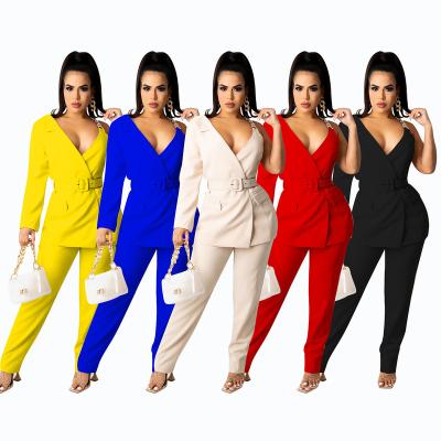 China Anti-pilling blazer women 2021 solid colors 2 pieces set new women clothing for sale