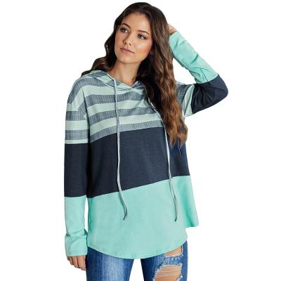 China New Design Breathable Loose Color Block Long Sleeve Plus Size Women Top Hoodie for sale