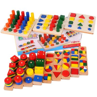 China 12piecs-set Montessori Toys Montessori Teaching Aids Environmental Wooden Material Toys Set For Children for sale