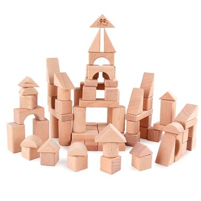 China Environmental Primary Color Educational Diy Assembling Wooden Building Block Construction Sets Toys for sale