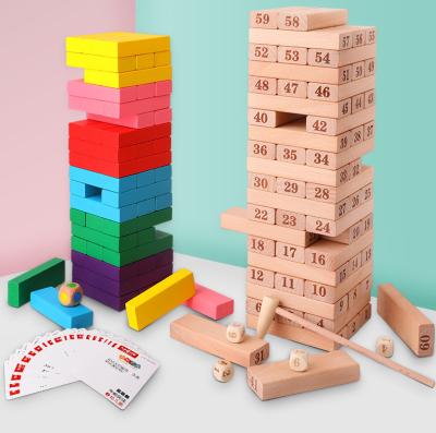 China Eco-friengly Kids Stacking Domino Game Set Giant Timber Tower Collapsing Elephant Building Block Toy Set for sale