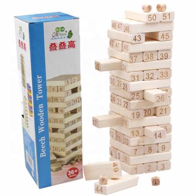 China Eco-friengly Educational Wooden High Building Large Digital Layers Block Stacking Tower Game for sale