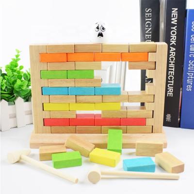 China Eco-friengly Colorful Educational Custom Stacking Wooden Tumbling Board Math Games Tower Domino Blocks Set for sale