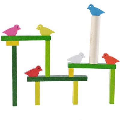 China Construction Toy Wooden Balance Training Building Blocks Bird Balance Beam Creative Interactive Toy for sale