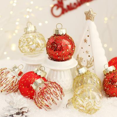 China Plastic +PET Holiday Event Store Home Decoration Christmas Tree Decoration Painted Bauble Christmas Ball Pendant for sale