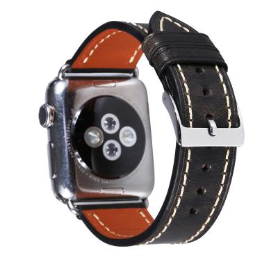 China Very Soft/Waterproof Cost Effective Genuine Leather Watch Band Strap For Apple Watch Series 5 4 3 44mm 42mm for sale