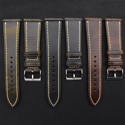 China /Discolored/Waterproof Watch Band Very Soft Discolored Waterproof Genuine Leather With Quick Retract Spring Bars for sale