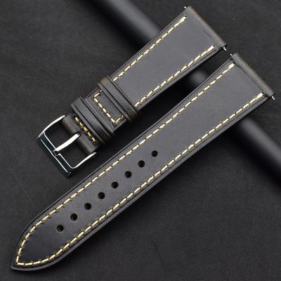 China New Leather Watch Band Brown Leather Quick Release For Man/Woman for sale