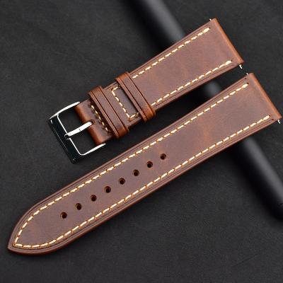 China Genuine Leather Watch Bands Leather Oil Wax Leather Watch Strap Replacement Watch Bands Quick Release 22mm 24mm for sale