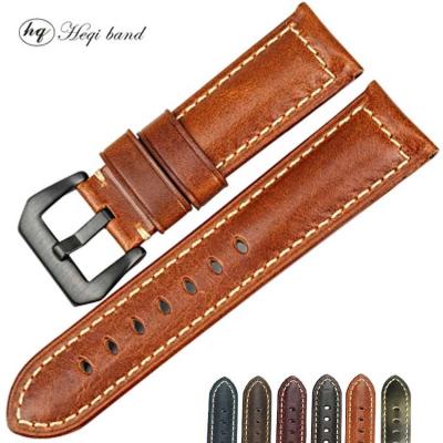 China Best Price Vintage / Oil Wax / Discoloration Selling Brown Whole Oil Wax Leather Band Watch Strap for sale