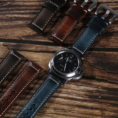 China New Color Vintage Wax/Oil/Petroleum Discoloration Style Changing Watch Strap Belt Genuine Leather For Women for sale