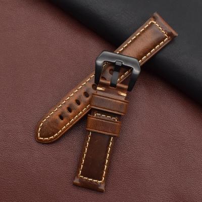 China Stainless Steel Leather Buckle Vintage Wrist Watch Genuine Leather Band for sale