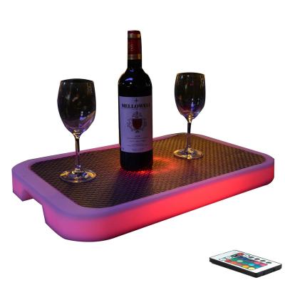 China PE Plastic Modern Nightclub Illuminated LED Serving Tray Waterproof Rechargeable Champagne Led Plastic Led Light Up Ice Bucket Wine Coolers for sale