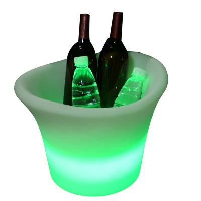 China Sustainable Refillable Waterproof Plastic Gradual Champagne Color Changing LED Ice Bucket Wine Cooler for sale